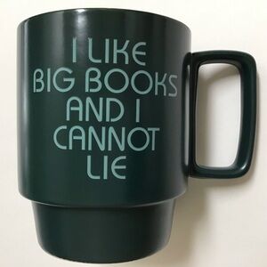 I Like Big Books Coffee Mug Tea Cup 12 oz Green Ceramic Novel Reader Library NEW